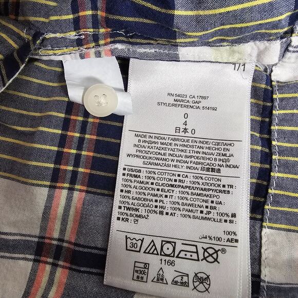 Gap Madras Plaid Dress Size 12 Button-Up Sleeveless Tie Waist Pockets Cotton - Picture 6 of 7